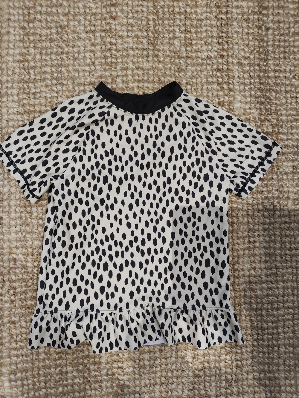 H&M White & Black Kids Swim Rashguard with Spot Print